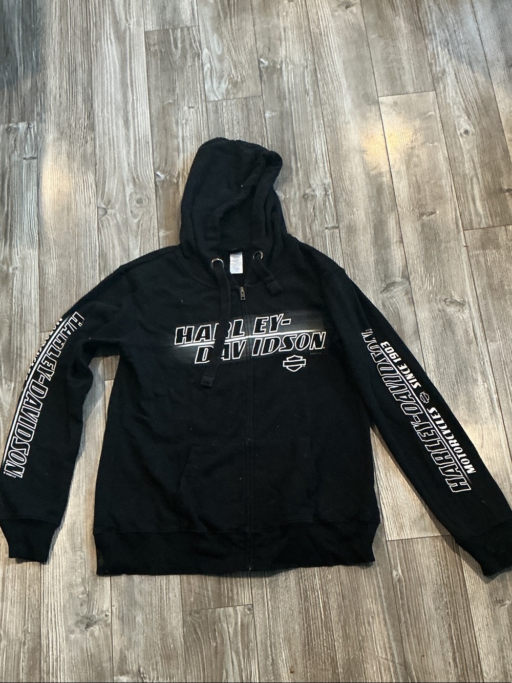 Harley-Davidson Black Zip-Up Hoodie with White Logo